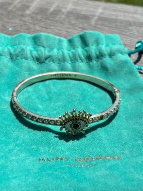 Kurt Geiger Gold-Tone Evil Eye Pearl Bangle Bracelet